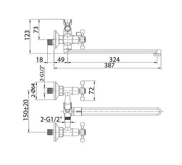 Смеситель для ванны Milardo Duplex DUPSBL2M10 хром купить в интернет-магазине сантехники Sanbest