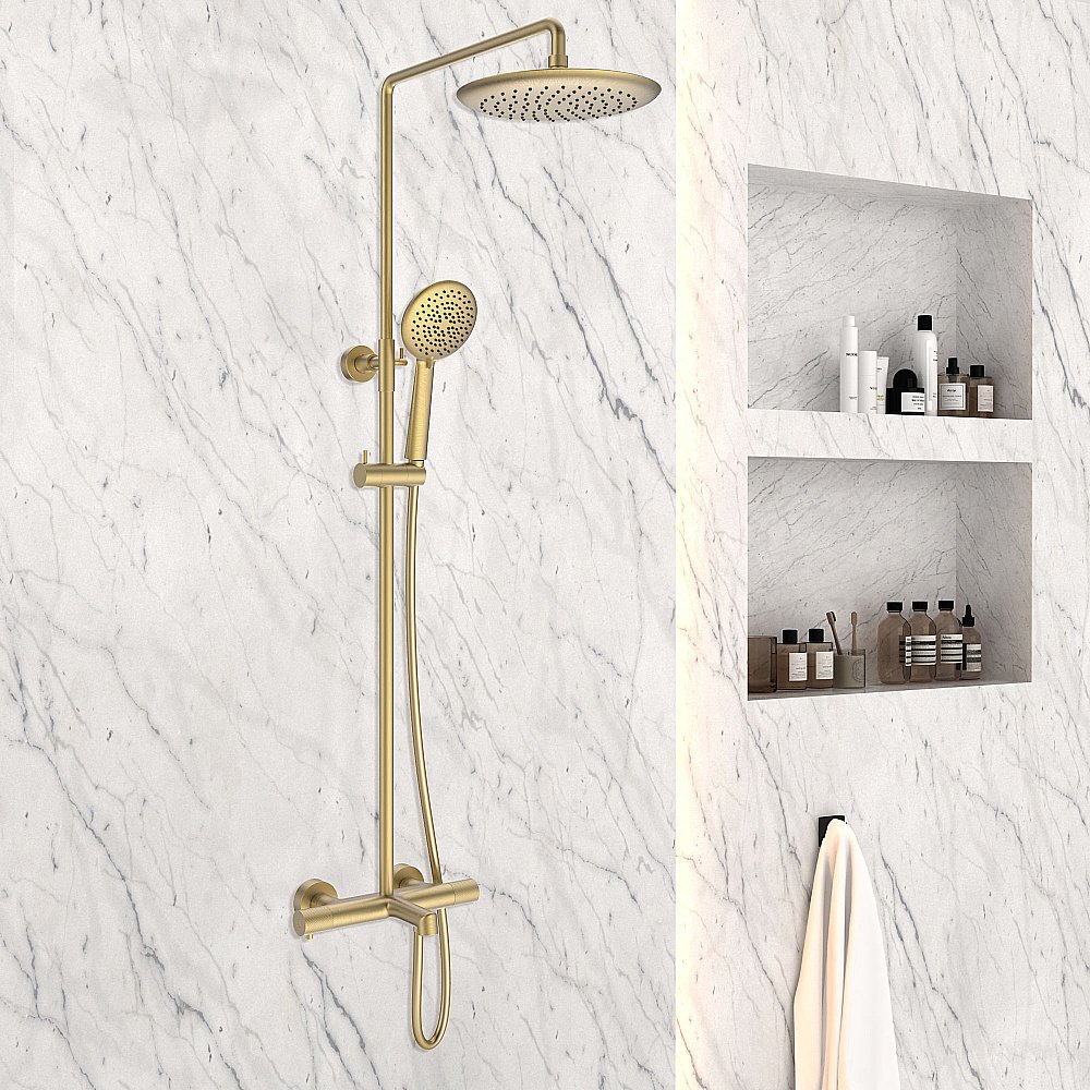 Душевая система Vincea Desire VSFS-1D1TBG брашированное золото купить в интернет-магазине сантехники Sanbest