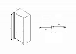 Душевая дверь ABBER Schwarzer Diamant AG30130BH 130 стекло прозрачное/профиль черный купить в интернет-магазине Sanbest