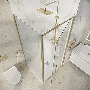 Душевой уголок Niagara Nova NG-45-9ASG-A90SG-34 90x90 стекло прозрачное/профиль брашированное золото купить в интернет-магазине Sanbest