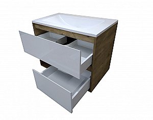 Тумба с раковиной Эстет Monaco Wood 80 подвесная 2 ящика белая для ванной в интернет-магазине Sanbest