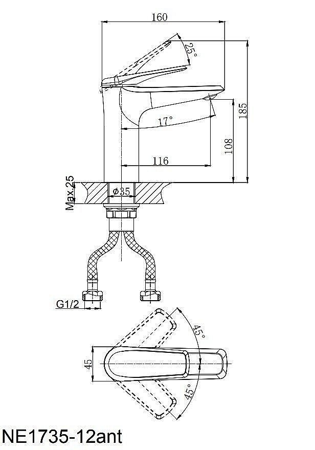 Смеситель для раковины Rush Nevis NE1735-12 бронза купить в интернет-магазине сантехники Sanbest