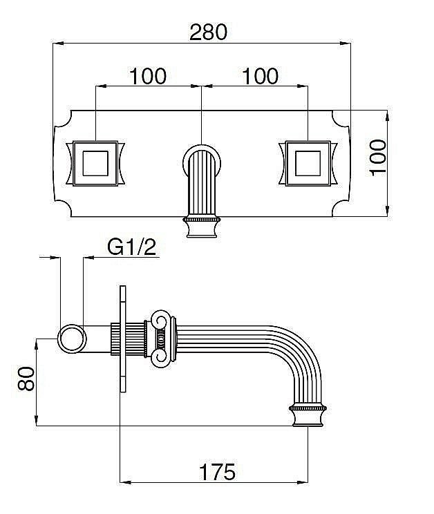 Смеситель для раковины Cezares OLIMP-BLS2-03/24-O золото купить в интернет-магазине сантехники Sanbest