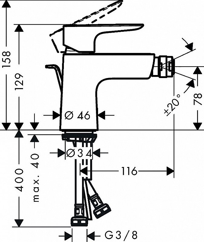 Смеситель для биде Hansgrohe Talis E 71720140 шлифованная бронза купить в интернет-магазине сантехники Sanbest