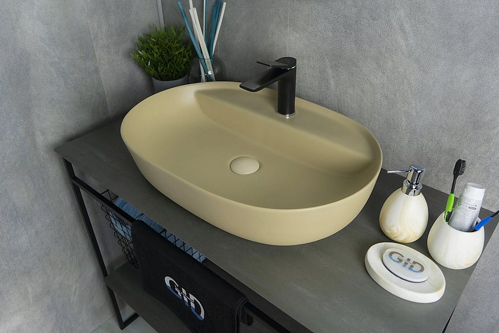 Раковина накладная Gid Lago 61 Sr1346 53343 капучино матовая купить в интернет-магазине Sanbest