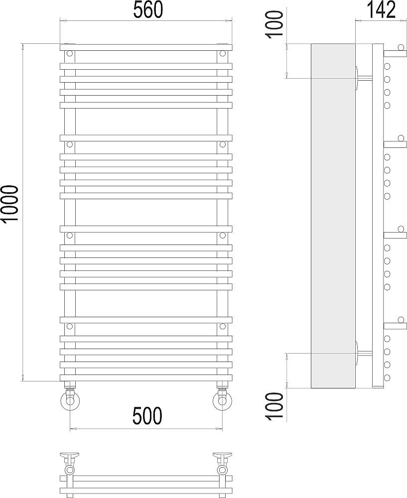 Полотенцесушитель водяной Terminus Вента люкс П20 500х1000 купить в интернет-магазине сантехники Sanbest