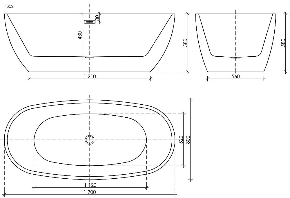 Акриловая ванна Sancos Flo 170х80 FB02 белая купить в интернет-магазине Sanbest