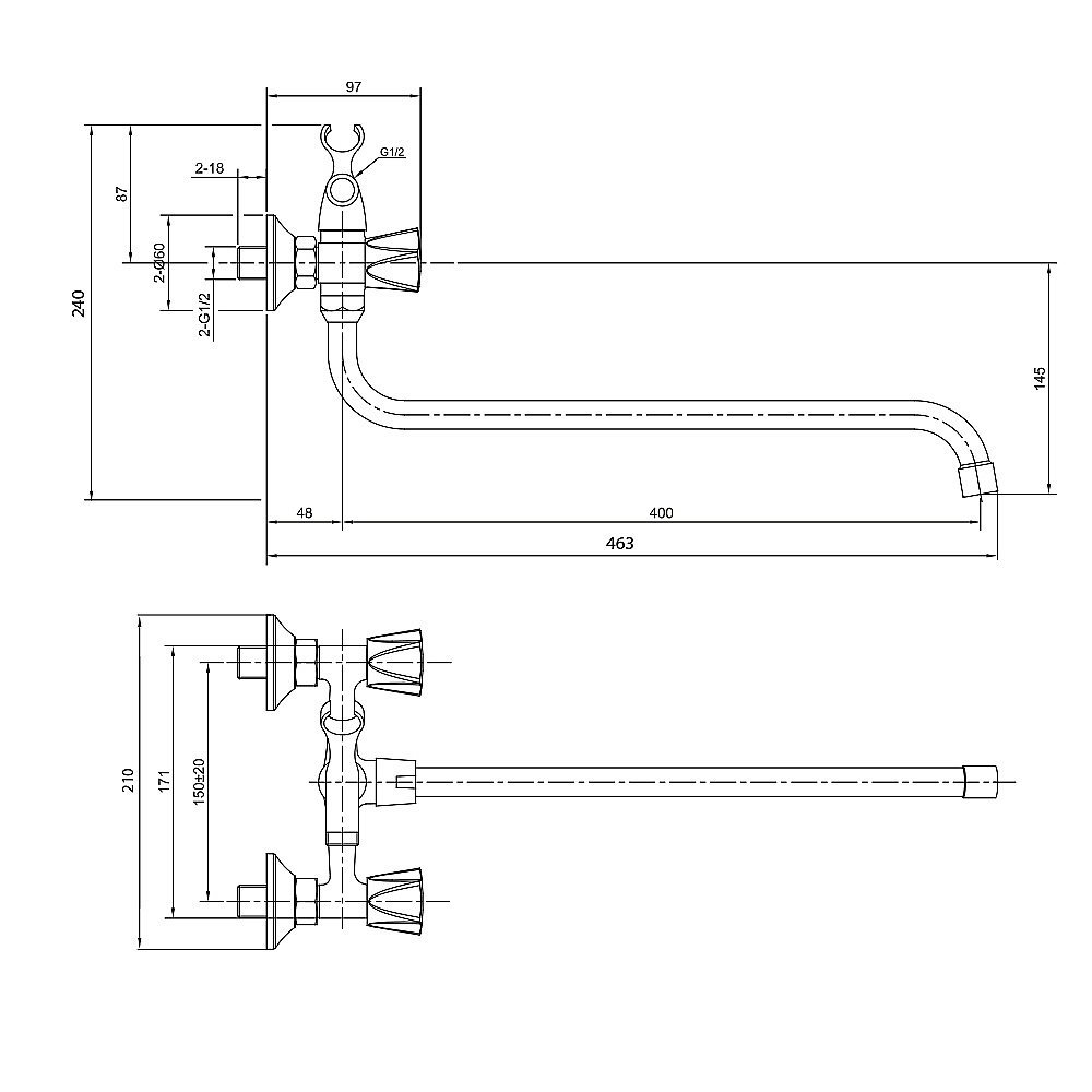 Смеситель для ванны Olive's CATALONA 23241CT хром купить в интернет-магазине сантехники Sanbest