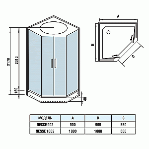 Душевая кабина WeltWasser WW500 NESSE 1002 100х100 купить в интернет-магазине Sanbest
