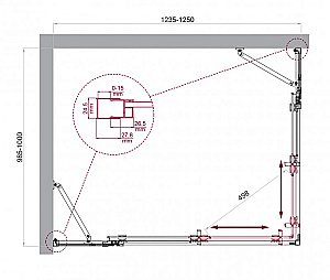 Душевой уголок BelBagno LUCE-AH-22 125х100 стекло прозрачное/профиль хром купить в интернет-магазине Sanbest