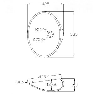 Раковина накладная ABBER Stein AS2616 53 белая матовая купить в интернет-магазине Sanbest