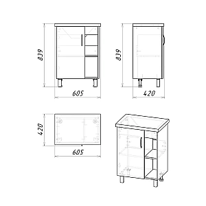 Тумба с раковиной столешницей Grossman Флай 60 серая/дуб сонома для ванной в интернет-магазине Sanbest