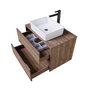 Тумба с раковиной подвесная Grossman ЛАЙФ 108015 80 Винтажное дерево темное/графит для ванной в интернет-магазине Sanbest