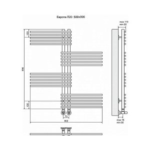 Полотенцесушитель водяной Terminus Европа П20 500x996 купить в интернет-магазине сантехники Sanbest