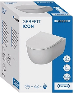 Унитаз подвесной Geberit iCon 500.362.TC.I белый, с крышкой микролифт, с инсталляцией, безободковый купить в интернет-магазине Sanbest