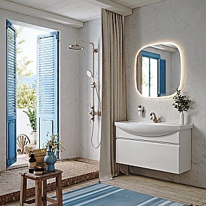 Тумба с раковиной Aqwella Rodos 107 ROD01101 белая для ванной в интернет-магазине Sanbest