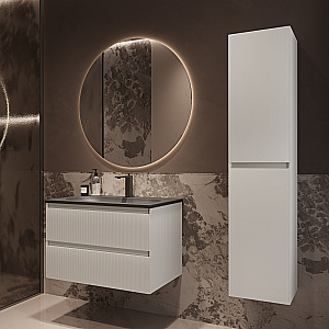 Тумба с раковиной Vincea Welle 80 VMC-2WL800MW/VCB-4H800G белая матовая/раковина серый шелк для ванной в интернет-магазине Sanbest