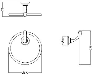 Полотенцедержатель Burlington Guild GU013C хром/белый купить в интернет-магазине сантехники Sanbest