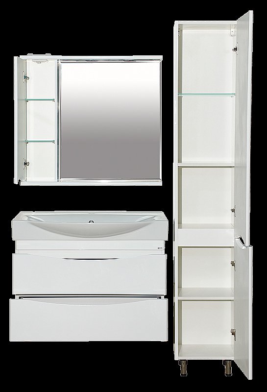 Зеркало со шкафом Misty Элвис 83,3 белая эмаль в ванную от интернет-магазине сантехники Sanbest