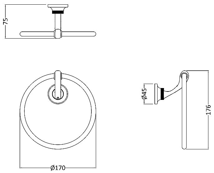 Полотенцедержатель Burlington Guild GU013C хром/белый купить в интернет-магазине сантехники Sanbest
