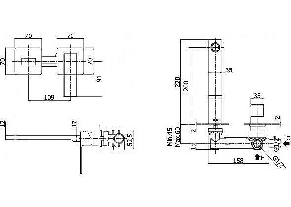 Смеситель для раковины Paffoni Elle EL105NO70 купить в интернет-магазине сантехники Sanbest