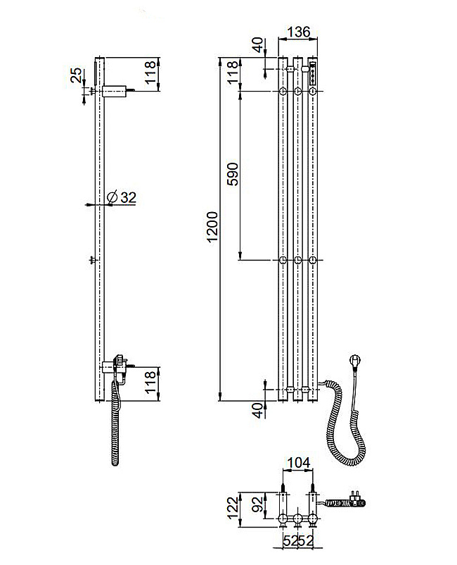 Полотенцесушитель Wonzon & Woghand KASSEL WW-AL72312-BGM графит брашированный купить в интернет-магазине сантехники Sanbest