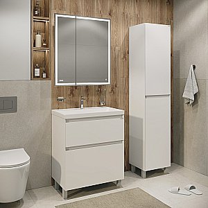 Тумба с раковиной напольная Grossman МЕРКАДО 80 с 2-я ящ, белая матовая для ванной в интернет-магазине Sanbest