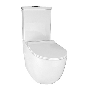 Унитаз напольный Azario Corsa AZ-2062T белый, безободковый, с бачком, с крышкой микролифт, слив торнадо купить в интернет-магазине Sanbest