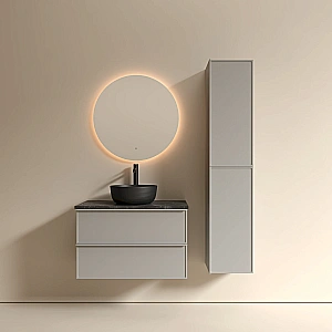 Тумба с раковиной и столешницей Sancos Velta 80 VL80WG+CN6073MB теплый серый матовый/раковина черная матовая для ванной в интернет-магазине Sanbest