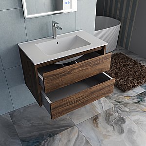 Тумба с раковиной Vincea Gio 80 VMC-2G800CO/VBS-13980 тёмный дуб/раковина белая для ванной в интернет-магазине Sanbest