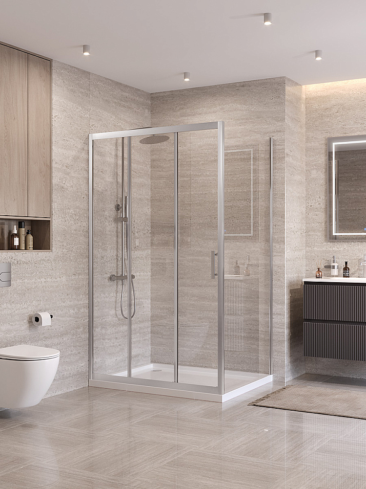 Душевой уголок BelBagno UNO-195-AHF-31-120/90-C-IN стекло прозрачное/профиль сатин купить в интернет-магазине Sanbest