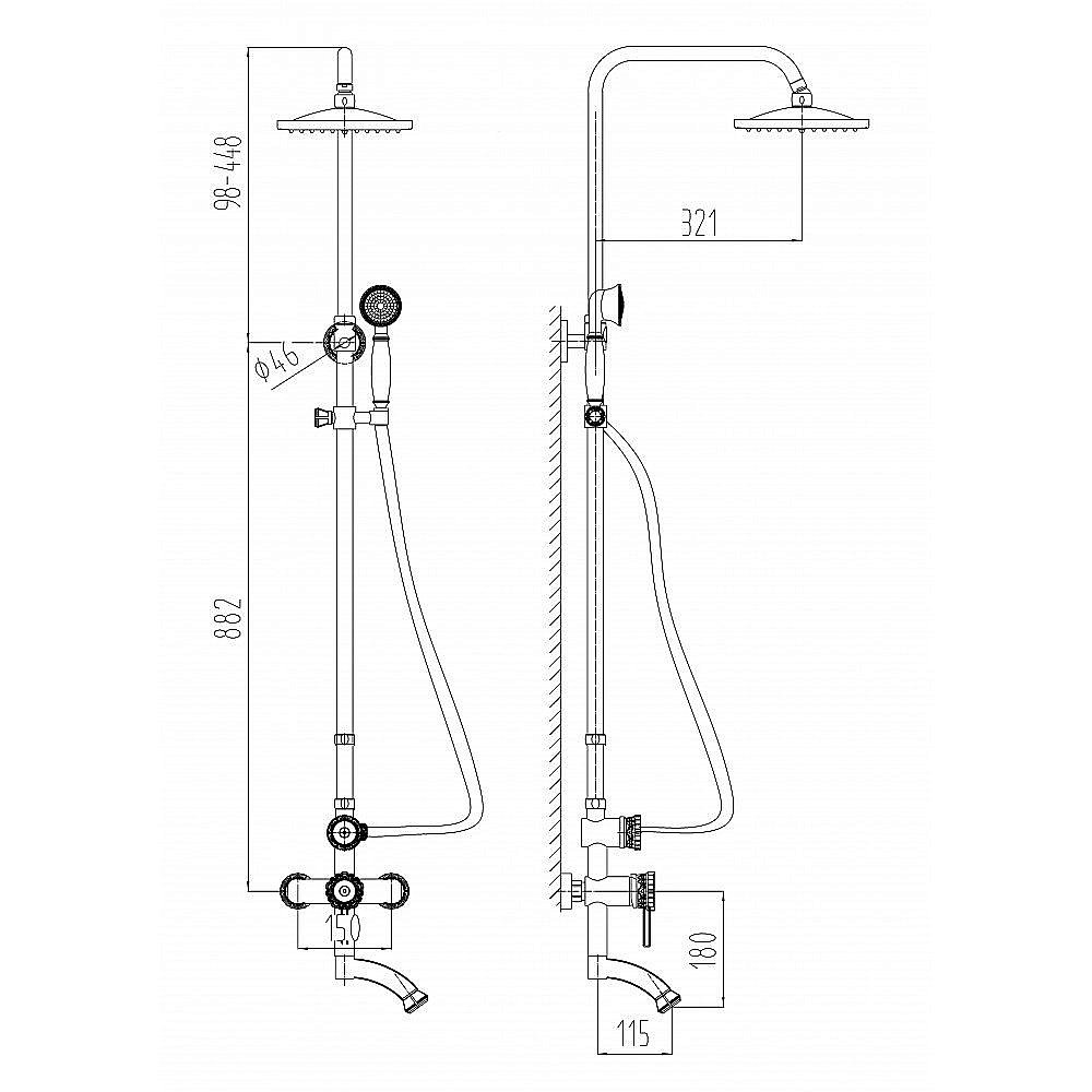 Душевая система Milacio Villena MC.103.BR бронза купить в интернет-магазине сантехники Sanbest