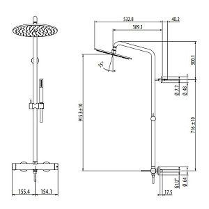 Душевая колонна Gattoni Circle Two 9195/PDBO купить в интернет-магазине сантехники Sanbest