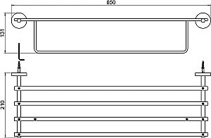 Полка с полотенцедержателем Aquatek Бетта AQ4615MB черная матовая купить в интернет-магазине сантехники Sanbest