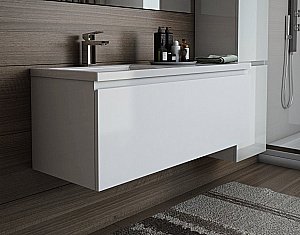 Тумба с раковиной Эстет Dallas Luxe 130 подвесная 1 длинный ящик, белая для ванной в интернет-магазине Sanbest