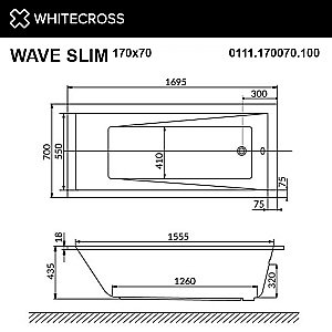 Ванна с гидромассажем WhiteCross WAVE SLIM RELAX 170x70 белая/бронза купить в интернет-магазине Sanbest