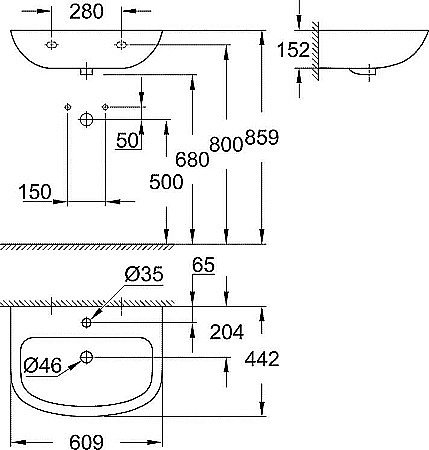 Раковина на пьедестале Grohe Bau Ceramic 61 белая купить в интернет-магазине Sanbest
