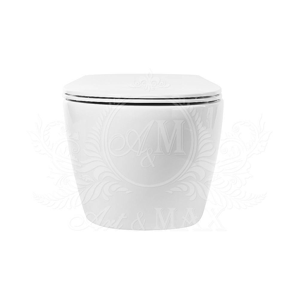 Унитаз подвесной Art&Max Elegant AM9316CHR/SC белый, с сиденьем микролифт, безободковый купить в интернет-магазине Sanbest