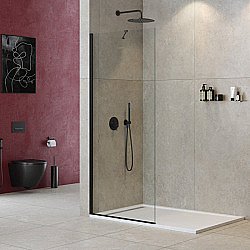 Душевое ограждение Cezares LIBERTA-L-1-TB-90-C-NERO стекло прозрачное/профиль черный купить в интернет-магазине Sanbest
