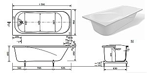 Ванна Эстет Альфа 170х75 купить в интернет-магазине Sanbest