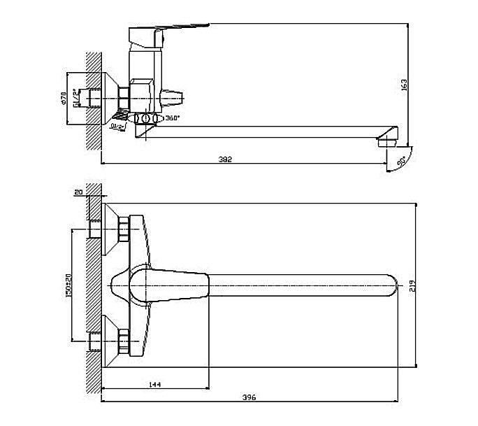 Смеситель для ванны Rossinka S S35-33 купить в интернет-магазине сантехники Sanbest
