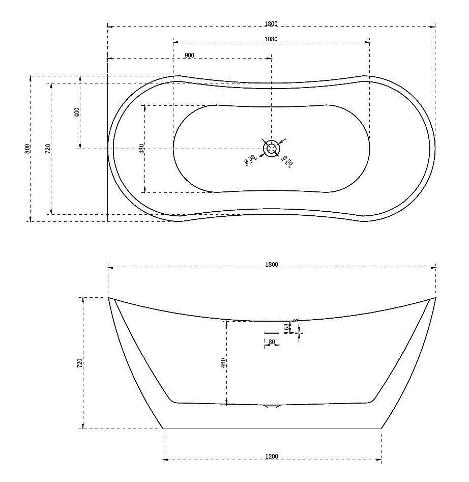 Акриловая ванна Abber AB9322 180х80 купить в интернет-магазине Sanbest
