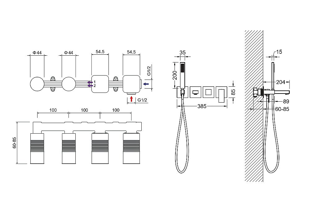 Смеситель для ванны Aquatek Либра AQ1644CR хром купить в интернет-магазине сантехники Sanbest