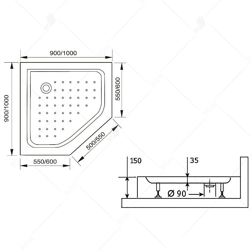 Душевой поддон RGW Acryl LUX/TN-TR 16180500-41 100х100 белый купить в интернет-магазине Sanbest