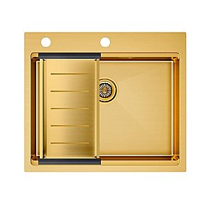 Кухонная мойка Paulmark KRONER-PRO 59 PM705951-BG+A405-BG брашированное золото купить в интернет-магазине сантехники Sanbest