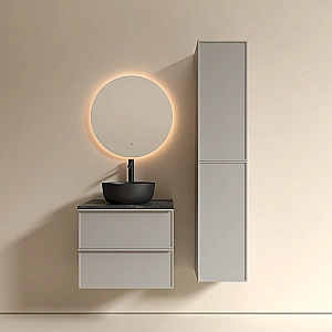 Тумба с раковиной и столешницей Sancos Velta 60 VL60WG+CN6073MB теплый серый матовый/раковина черная матовая для ванной в интернет-магазине Sanbest