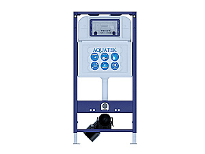 Унитаз подвесной с инсталляцией Aquatek Классик SET AQUATEK КЛАССИК cm-068 4в1 белый/кнопка хром матовый, безободковый, с крышкой микролифт купить в интернет-магазине Sanbest