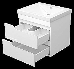 Тумба с раковиной Misty Софт - 60 П-Соф-01060-011П2Я белая для ванной в интернет-магазине Sanbest