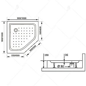 Душевой поддон RGW Acryl LUX/TN-TR 16180500-41 100х100 белый купить в интернет-магазине Sanbest