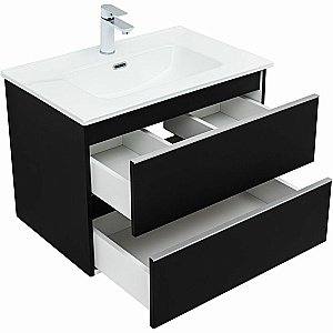 Тумба с раковиной Aquanet Вега 70 329596 черная для ванной в интернет-магазине Sanbest